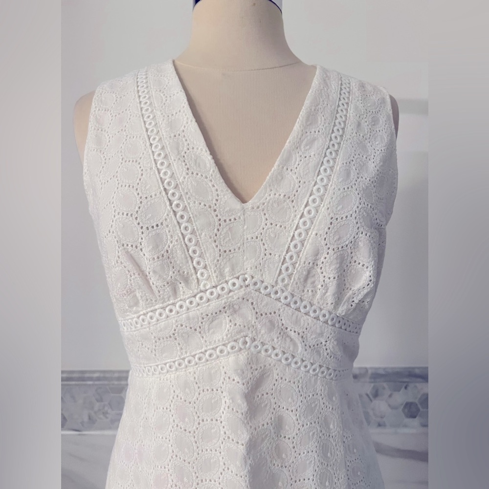 New Calvin Klein Eye Lit White Cotton Sleeveless Dress Sz 8